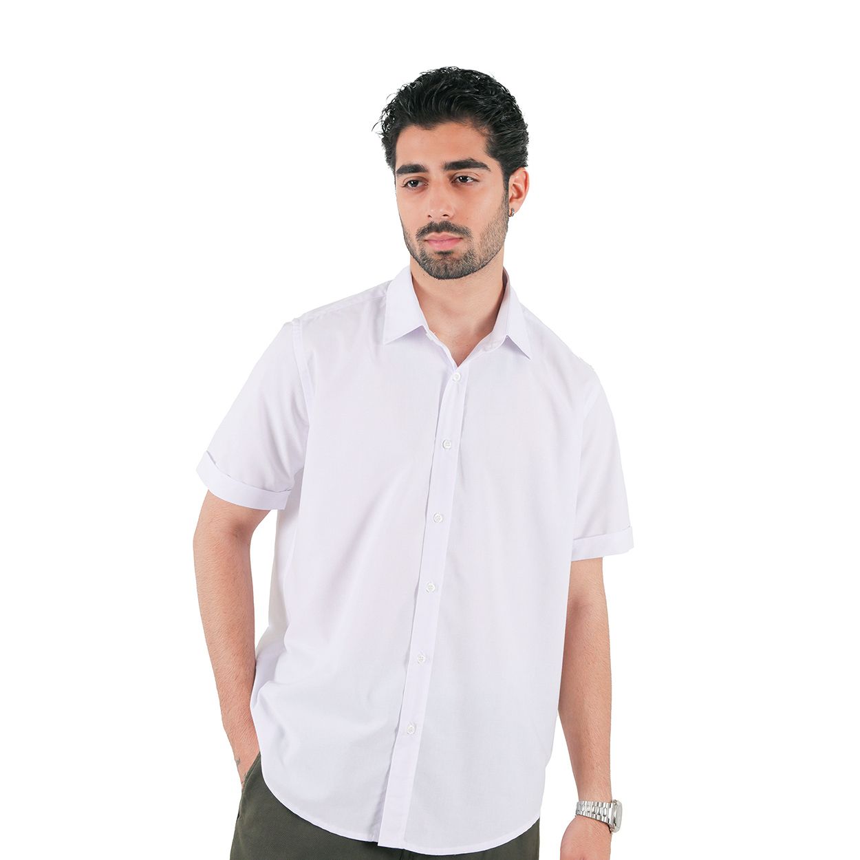 پیراهن آستین کوتاه یقه برگردان مردانه پاتن جامه مدل کلاسیک 03MC8113 رنگ سفید -  - 2