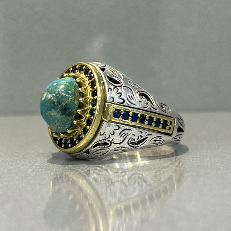انگشتر نقره مردانه مدل فیروزه نیشابوری 956053-2424