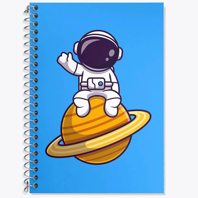 دفتر زبان 50 برگ خندالو مدل دو خط طرح فضانورد کد 25076