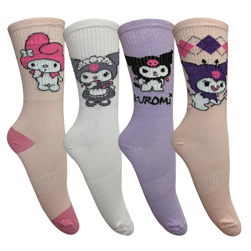 جوراب ساق بلند دخترانه تن پوش هنگامه مدل کش اسپرت کرومی مجموعه 4 عددی