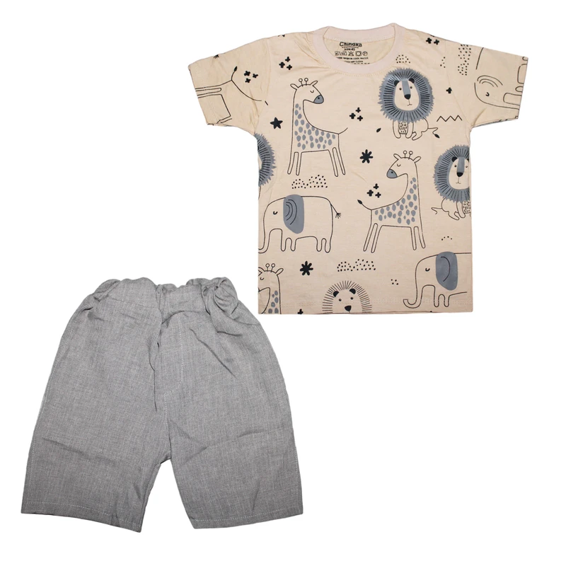 ست تی‌شرت آستین کوتاه و شلوارک راحتی پسرانه چیندکا مدل 888768