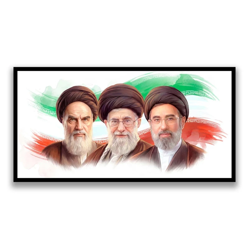 تابلو نوری بکلیت طرح رهبر شهید آیت الله خامنه ای مدل B-s10513 فریم مشکی