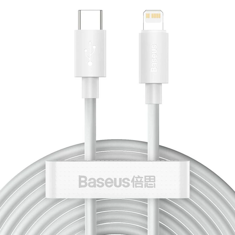 کابل تبدیل USB-C به لایتنینگ باسئوس مدل Simple Wisdom طول 1.5 متر بسته 2 عددی