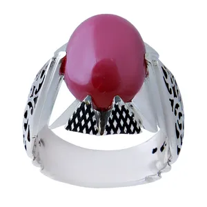 انگشتر نقره مردانه بازرگانی میلادی مدل یاقوت ستاره ایی طبیعی رکاب دست ساز کد AM_672