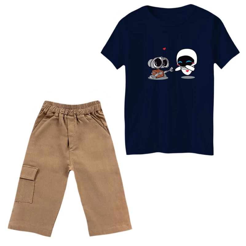 ست تی‌شرت و شلوارک پسرانه مدل رباتیک