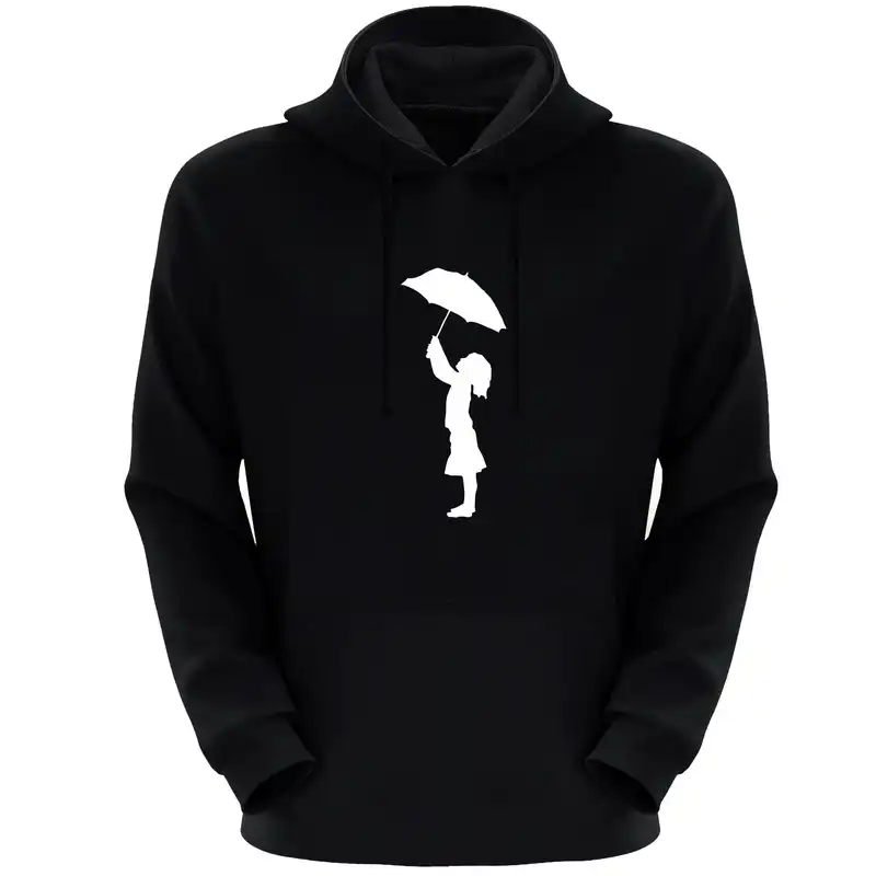 هودی زنانه مدل دختر چتر F317 رنگ مشکی