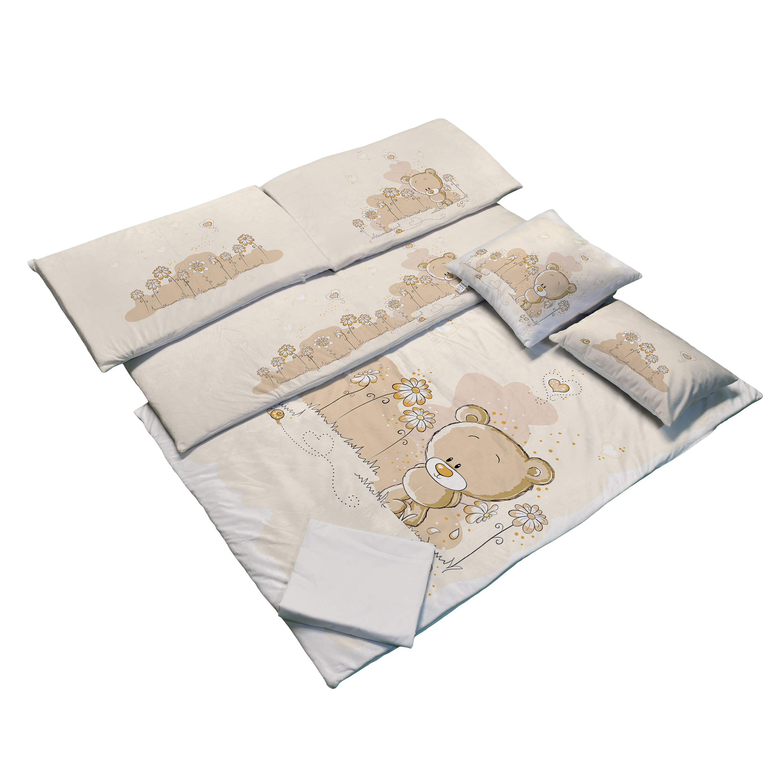 سرویس روتختی 7 تکه کودک مامزکیوتی مدل خرس وزنبور کرم SK13