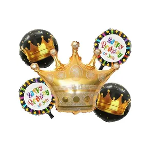 بادکنک فویلی طرح تاج مجموعه 5 عددی