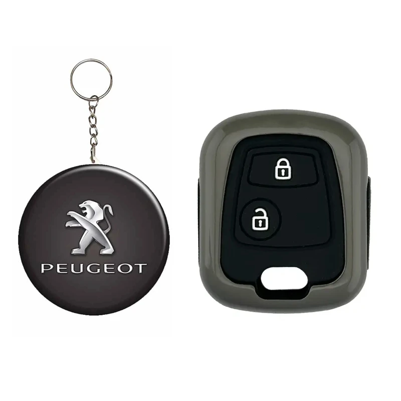 کاور ریموت و سوئیچ خودرو کالانیکس مدل COV-207-10406 طرح فلزی مناسب برای پژو 207 به همراه جاسوئیچی