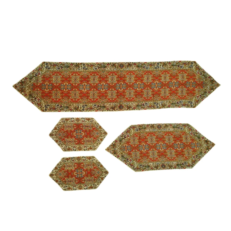 ست ۴ تکه رومیزی ترمه مدل نرگس طرح ابریشم 