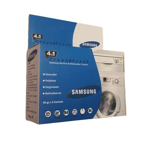 پودر جرم گیر ماشین ظرفشویی و لباسشویی سامسونگ کد TQ2 وزن 40 گرم بسته 5 عددی
