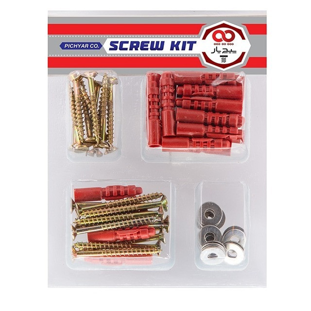 پیچ و رول پلاک پیچ یار مدل 08 مجموعه 60 عددی