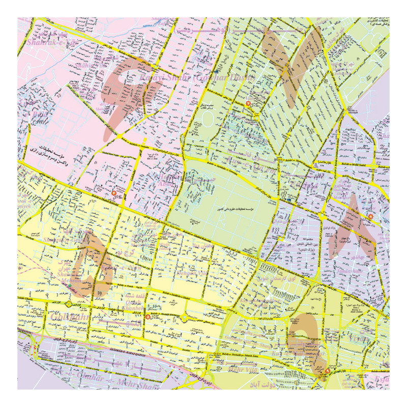 نقشه گیتاشناسی نوین طرح راهنمای مناطق شهرداری کرج و فردیس کد ۱۵۱۷