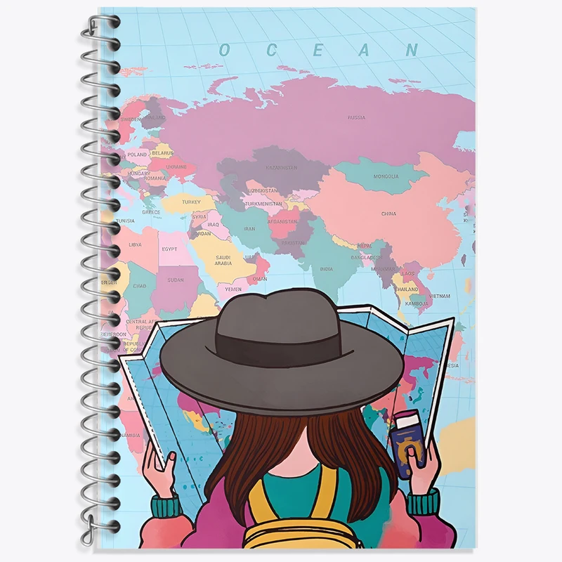 دفتر زبان 50 برگ خندالو مدل دو خط طرح دختر جهانگرد کد F5943