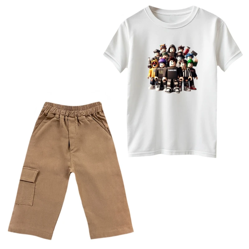 ست تی‌شرت و شلوارک پسرانه مدل روبلاکس کد 7