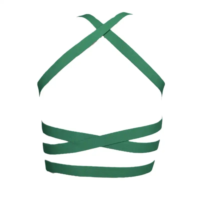 نیم تنه ورزشی زنانه مدل پشت کش ضربدری رنگ سبز