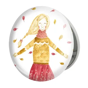 آینه جیبی خندالو طرح دخترونه مدل تاشو کد 6090 