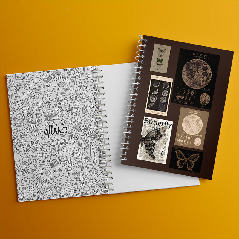 دفتر مشق 100 برگ خندالو طرح ماه و پروانه کد N4482