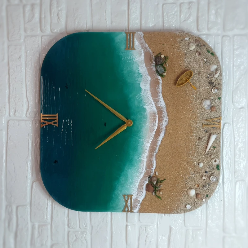 عکس شماره 6 : ساعت دیواری طرح ساحل و دریا مدل رزینی دست-ساز