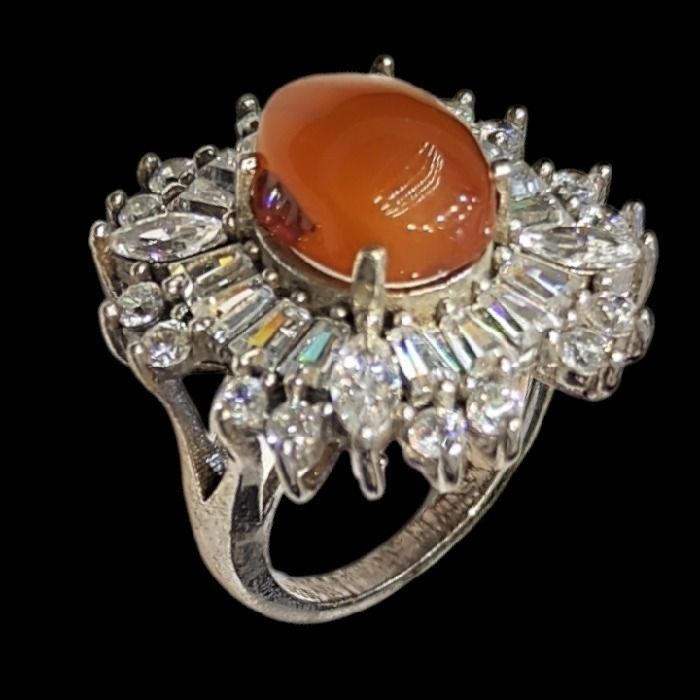 انگشتر نقره زنانه مدل سنگ عقیق یمانی کد 4100 -  - 7