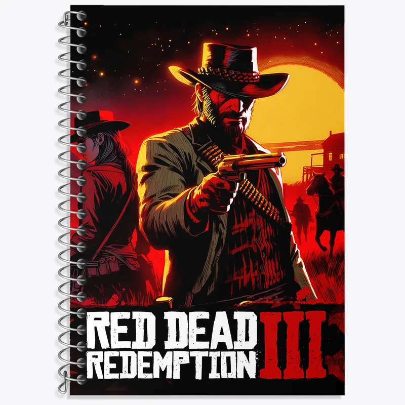 دفتر زبان 50 برگ خندالو مدل دو خط طرح رد دد (Red Dead) کد N4970