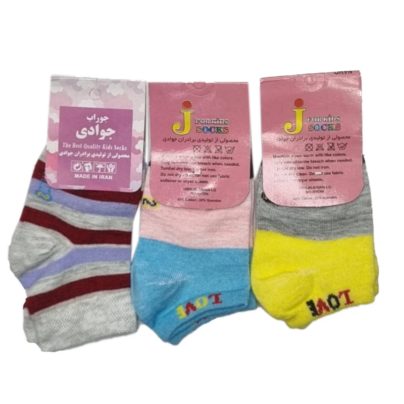 جوراب بچگانه مدل اسپرت راه راه کد 2556 مجموعه 3 عددی