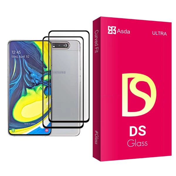محافظ صفحه نمایش آسدا مدل DS Glass MIX002 مناسب برای گوشی موبایل سامسونگ Galaxy A80 بسته دو عددی