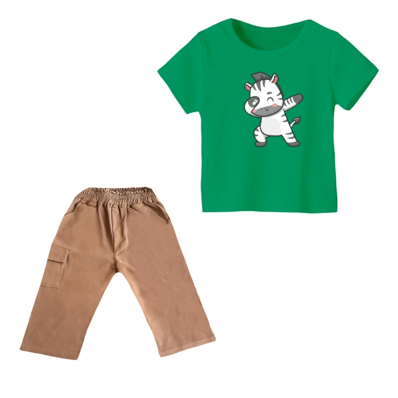 ست تی شرت و شلوارک پسرانه مدل گورخر کد 16