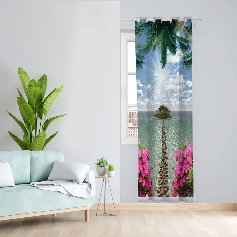 پرده طرح منظره مدل مخمل پانچی کد 5364b z سایز 140x200 سانتی متر