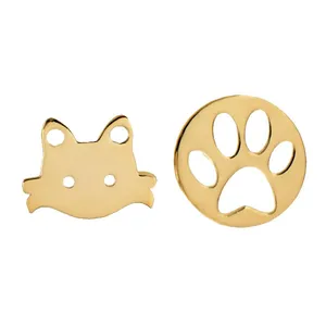 گوشواره طلا 18 عیار زنانه آمانژ مدل گربه و ردپا کد D9269