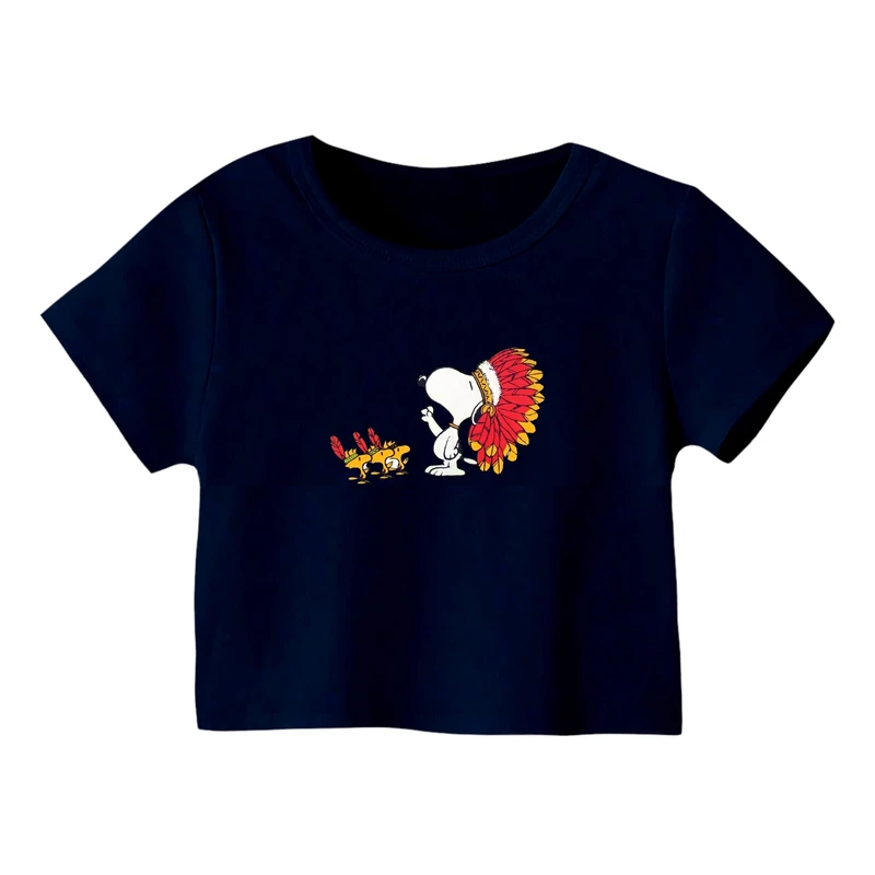 کراپ‌ تی‌شرت آستین کوتاه زنانه مدل اسنوپی کد 62