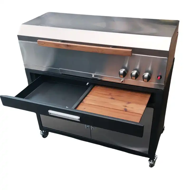 باربیکیو اصلان مدل E100 استیل طرح کابینت و کشو