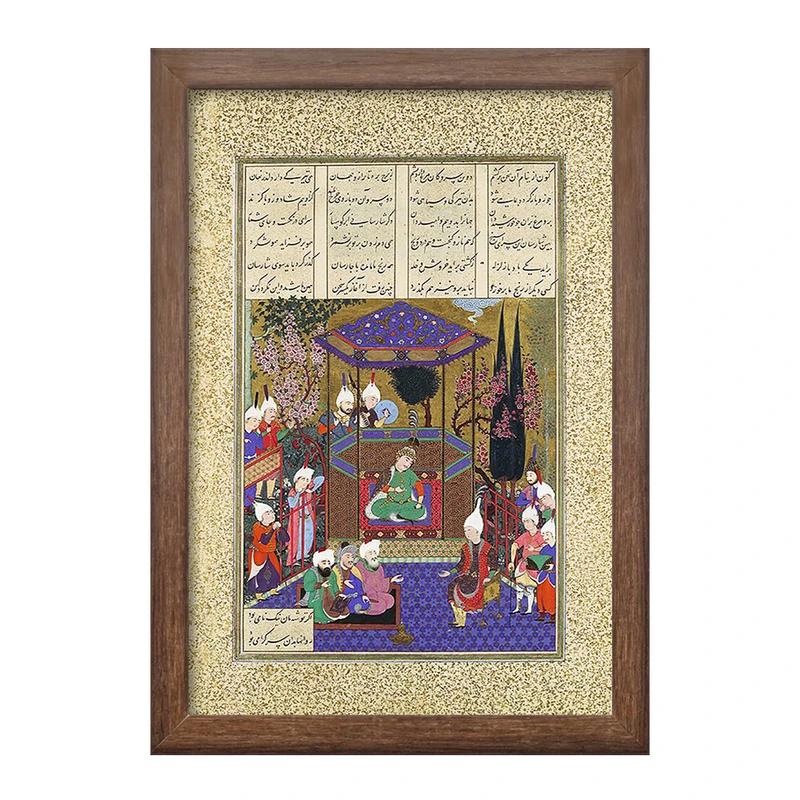 تابلو خندالو طرح نقاشی پاسخ دادن زال موبدان را اثر قدیمی گیلانی کد F12233