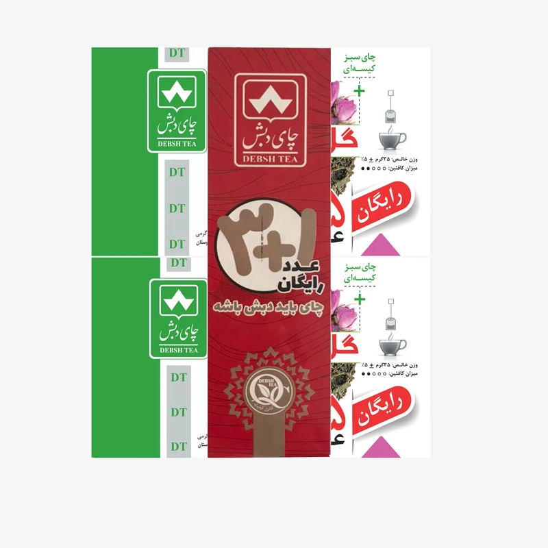 چای سبز کیسه ای با گل محمدی چای دبش - 4 بسته 25 عددی