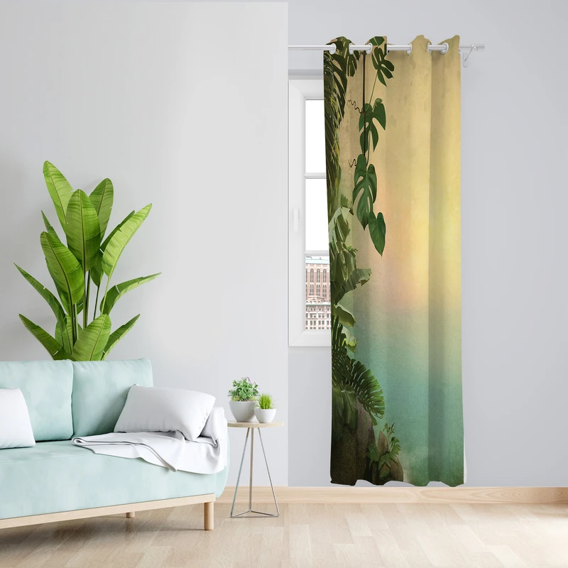 پرده طرح برگ مدل مخمل پانچی کد 2235 z سایز 140x200 سانتی متر