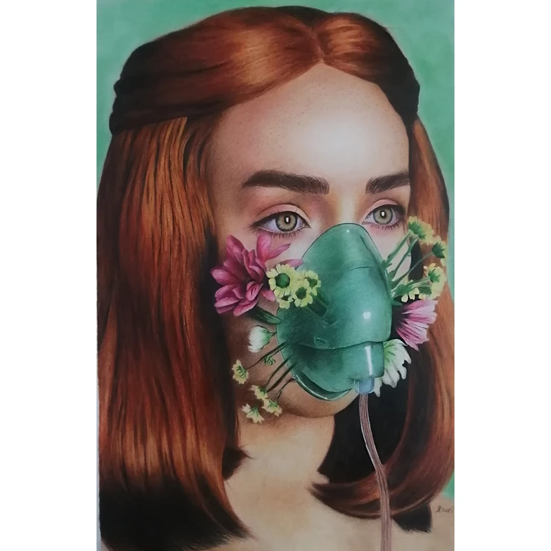نقاشی مداد رنگی طرح ماسک