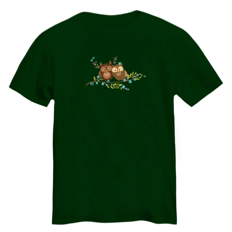 تی شرت آستین کوتاه زنانه مدل جغد کد ۳ رنگ سبز