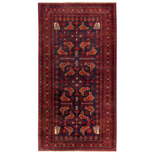 فرش دستبافت دو و نیم متری مدل نقشه بلوچ  کد 23.1294