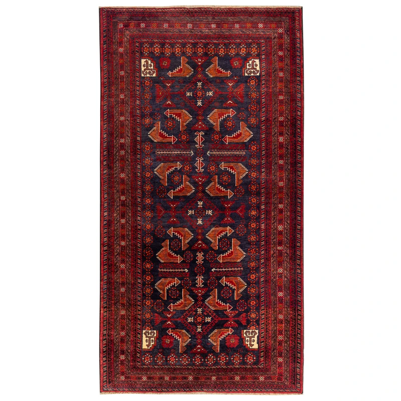 فرش دستبافت دو و نیم متری مدل نقشه بلوچ  کد 23.1294