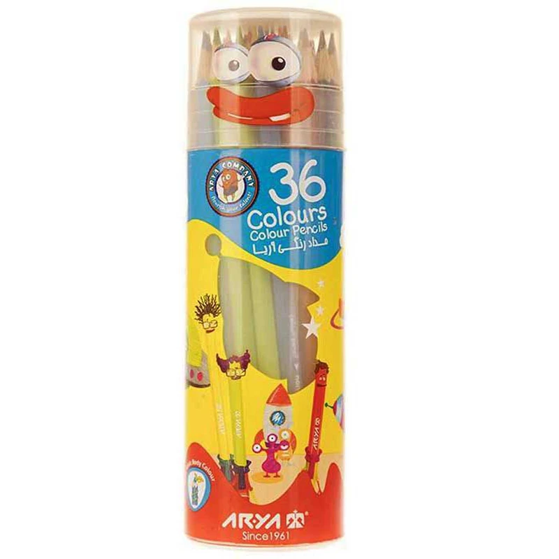 مداد رنگی 36 رنگ آریا مدل استوانه ای کد 43