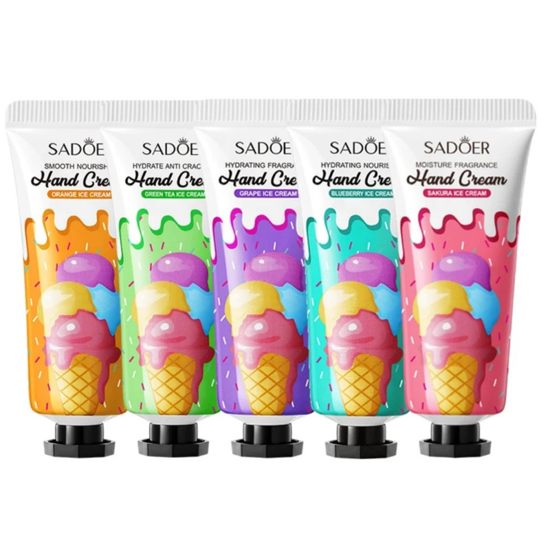 کرم مرطوب کننده دست و صورت سادور مدل بستنی مناسب برای انواع پوست وزن 20 گرم بسته 5 عددی