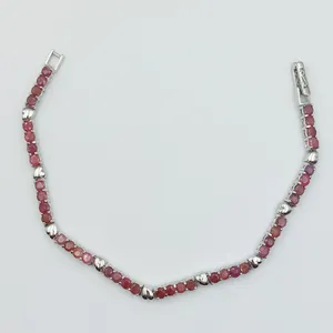 دستبند نقره زنانه مدل یاقوت کد 20284