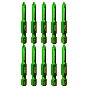 سری پیچ گوشتی چهارسو تام مدل بیت خور کد AJ-PH1*70MM سایز 70 میلی متر مجموعه 10 عددی