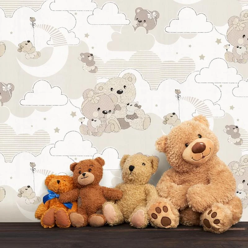 کاغذ دیواری اتاق کودک مدل خرس های عروسکی مجموعه 2 عددی