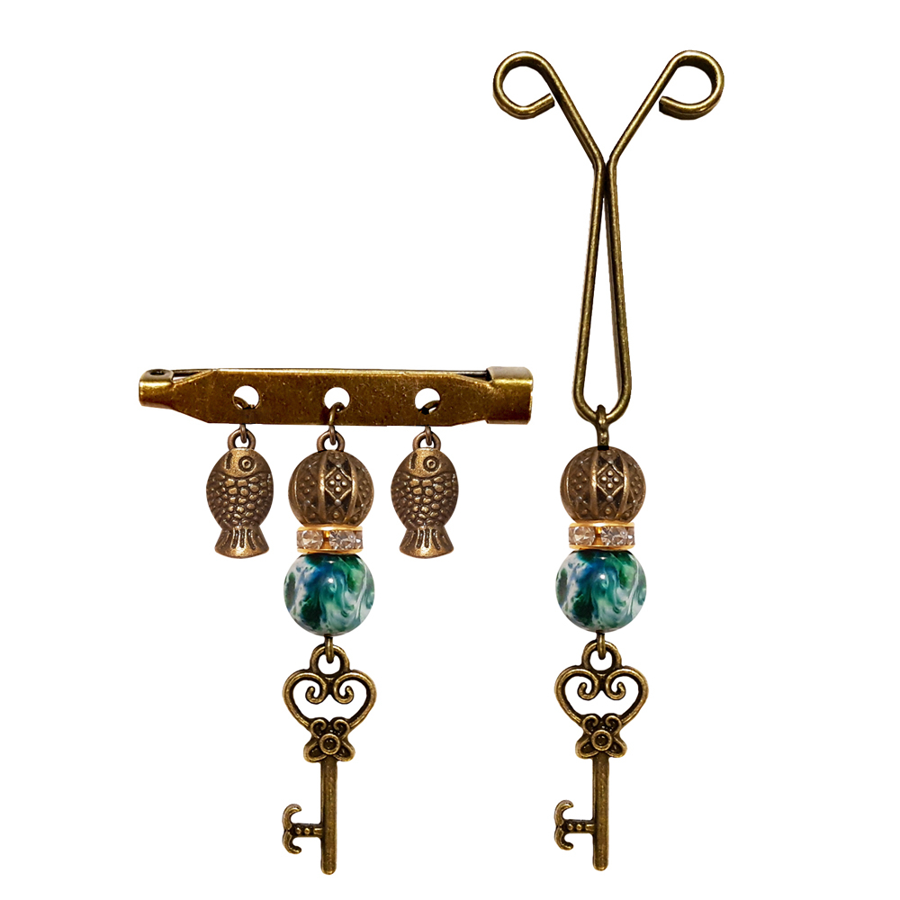 ست گیره روسری و سنجاق سینه زنانه مدل PM90