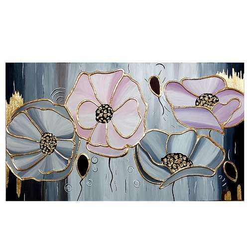 تابلو نقاشی ورق طلا مدل گل دکوراتیو نقش برجسته کد 750