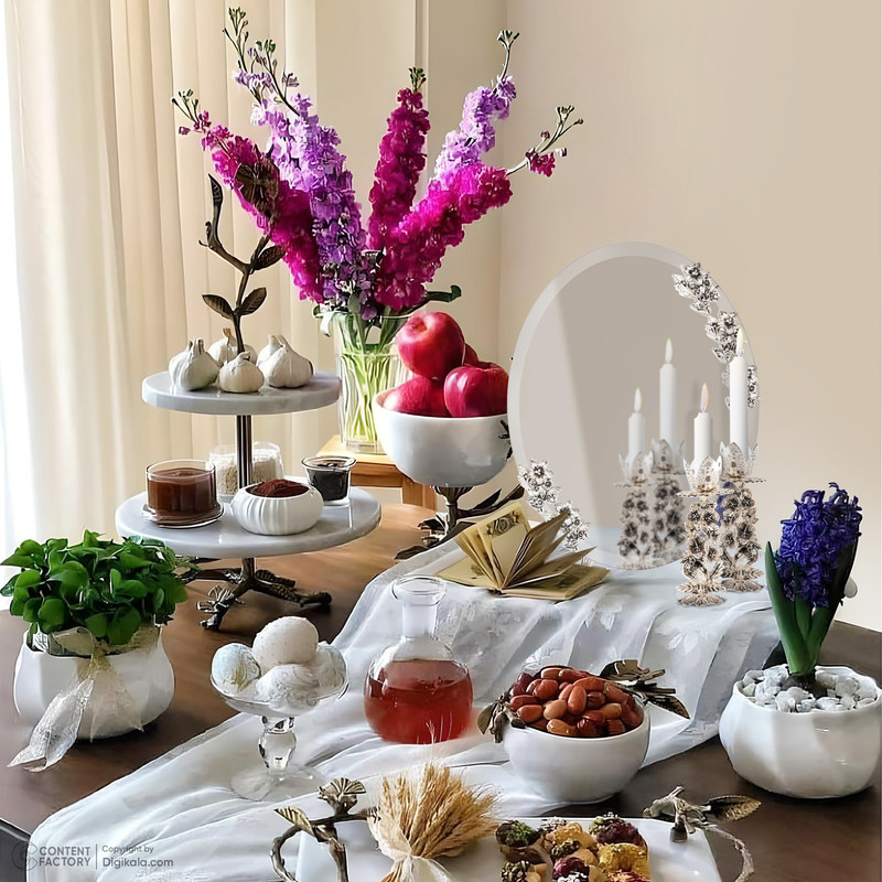 آینه و شمعدان مدل هفت سین مجموعه سه عددی آینه و شمعدان مدل هفت سین مجموعه سه عددی