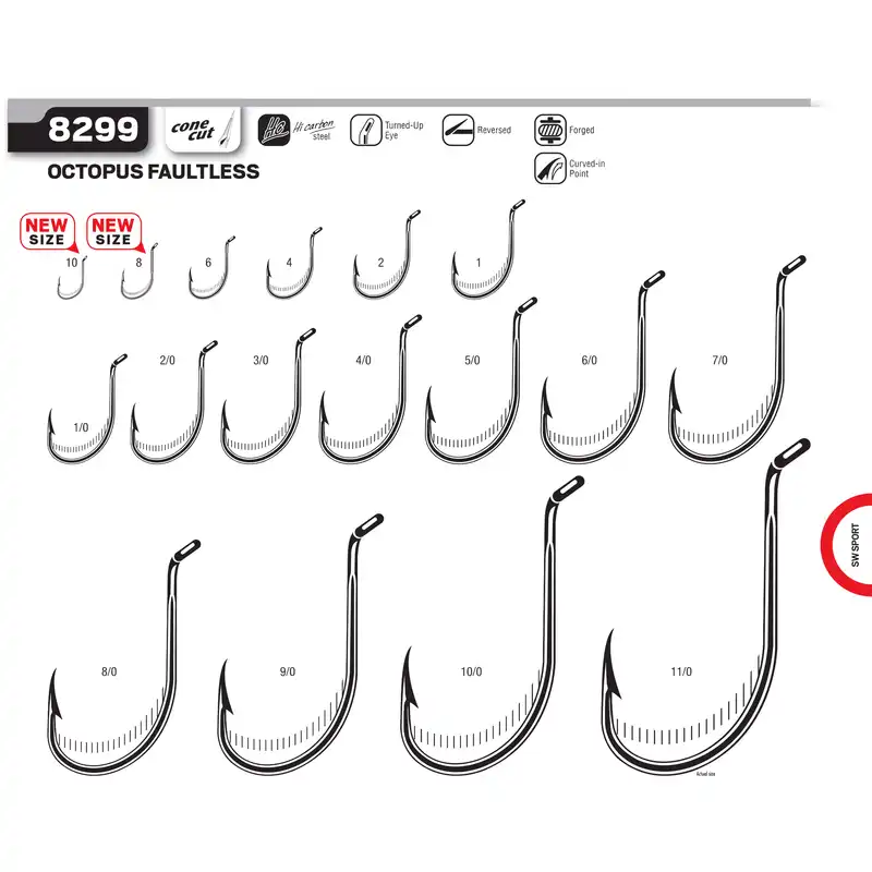 قلاب ماهیگیری وی ام سی کد 8299 سایز Ni 1 بسته 10 عددی