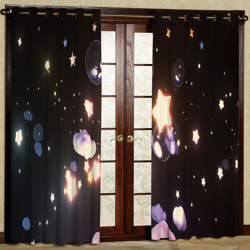 پرده مدل حباب و ستاره هازان پانچی کد 2340 سایز 140x200 سانتی متر