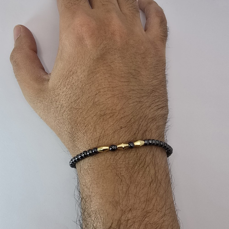 دستبند طلا 18 عیار مردانه درگونه مدل حدید کد HG3M